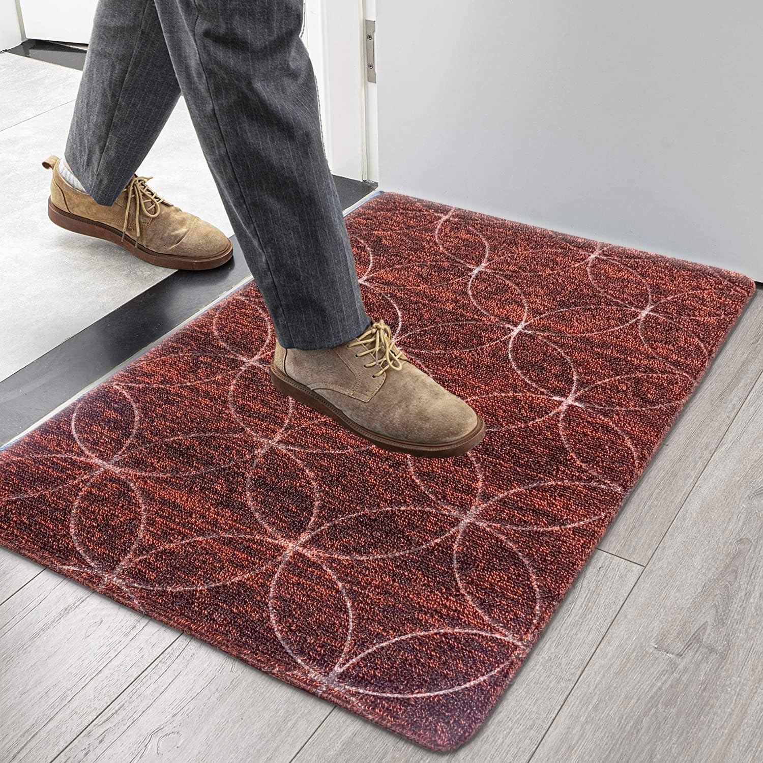 PVC Door Mat for Home Entrance Indoor & Outdoor(40x60 cm - Red)