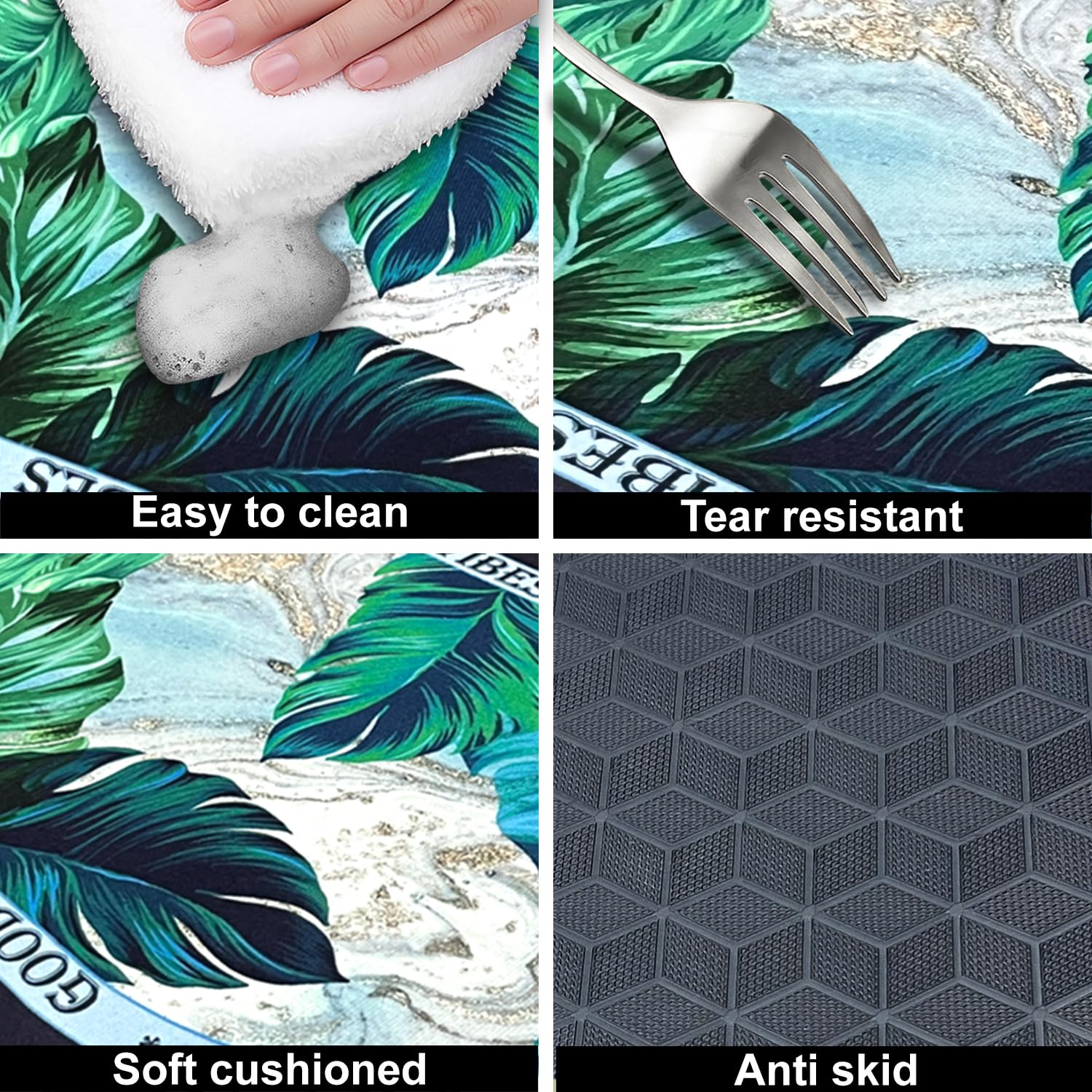 Rubber Doormat Anti Slip (Good Vibes Design ,35x58 cm)