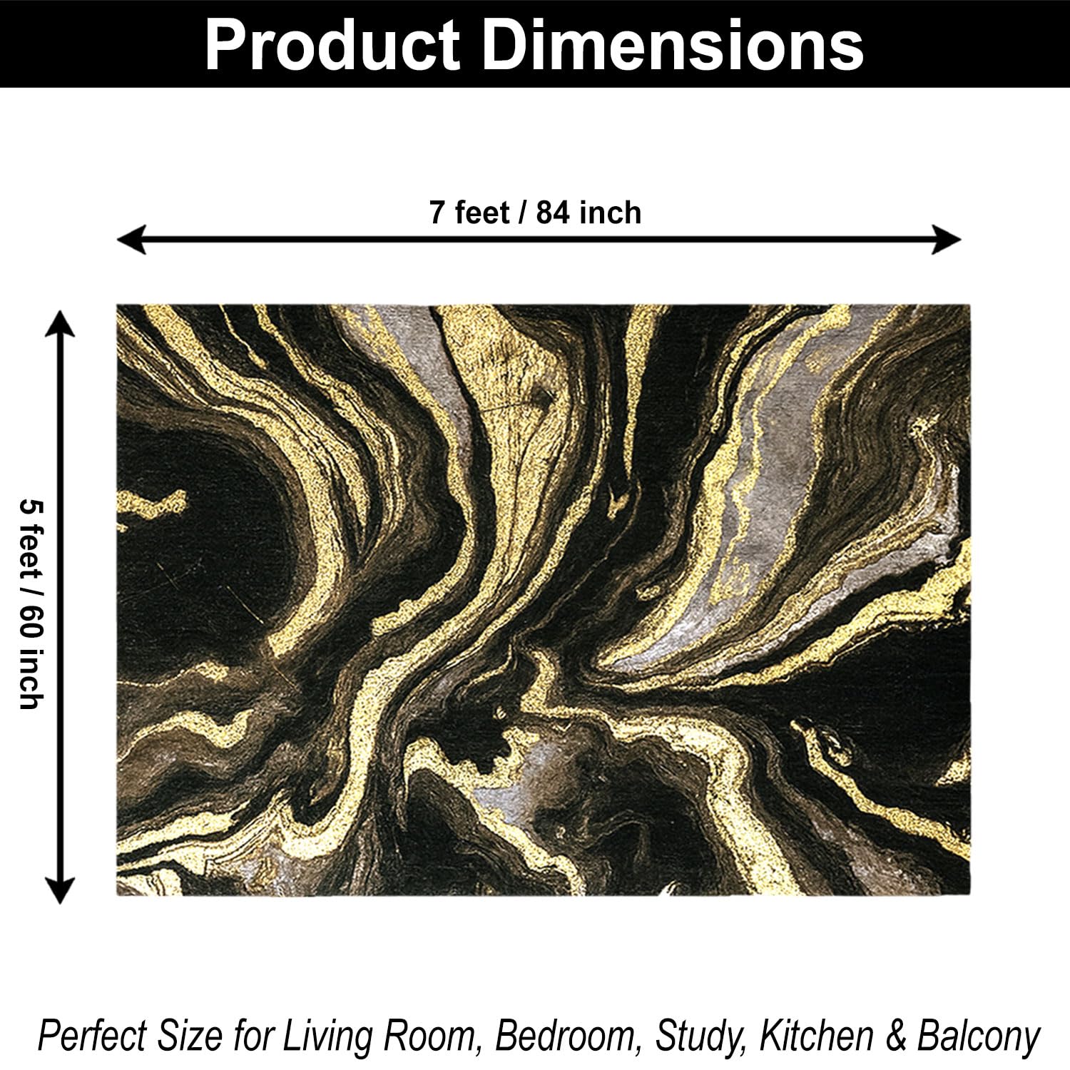 Polyester Cosmic Swirl Carpet for Bedroom (5x7 Feet, Multicolor)