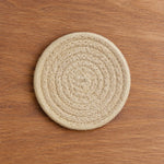 Cotton Braided Coasters Set Of 4 For (10x10cm, Beige)
