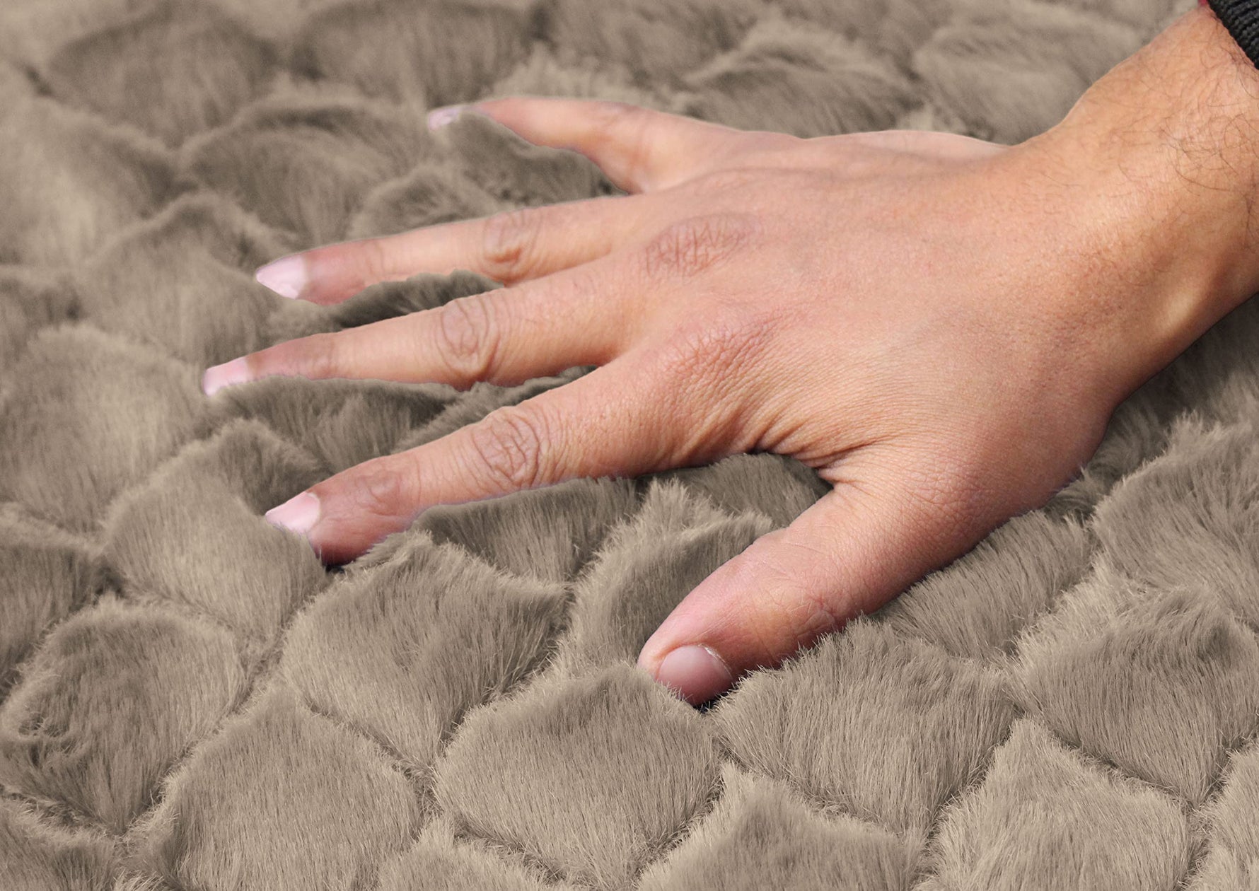 Austria Bath Mat Rabbit Fur 1000 GSM Pack of 2 (40 X 60 Cm, Taupe)