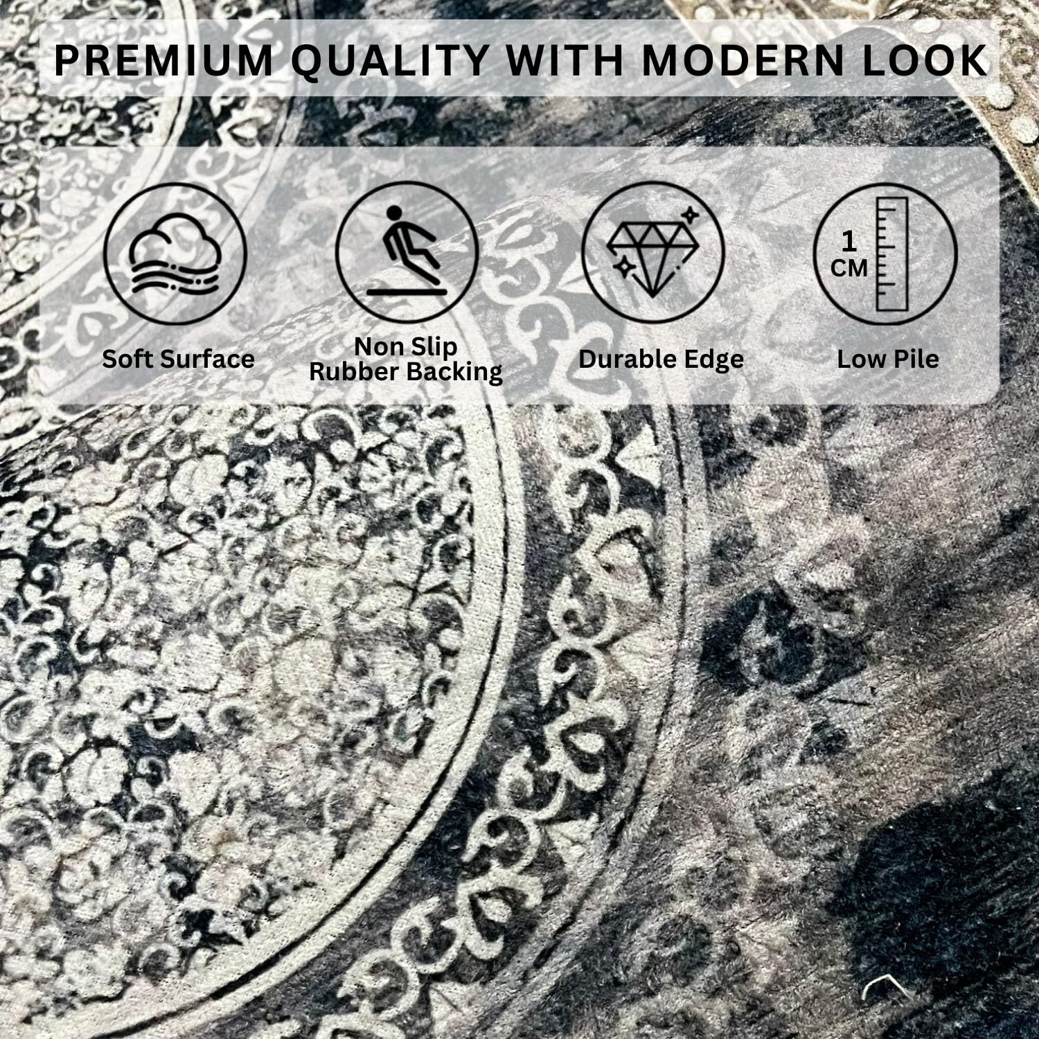 Polyester Floor Runner  Monochrome Pattern Multi Color 150x56cm