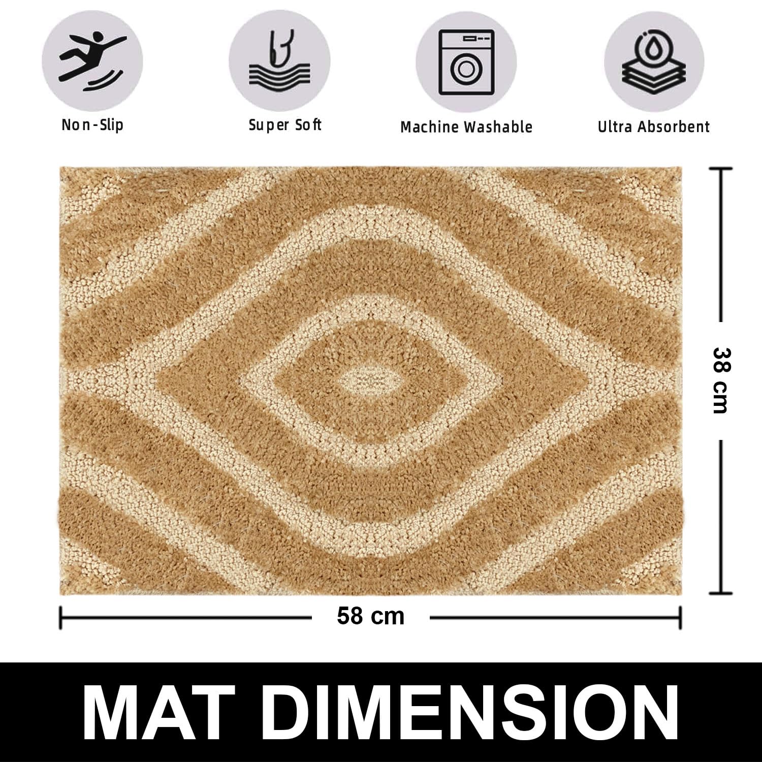 Scotland Diamond Bathmat Mat Pack Of 2 (38x58 cm, Gold)