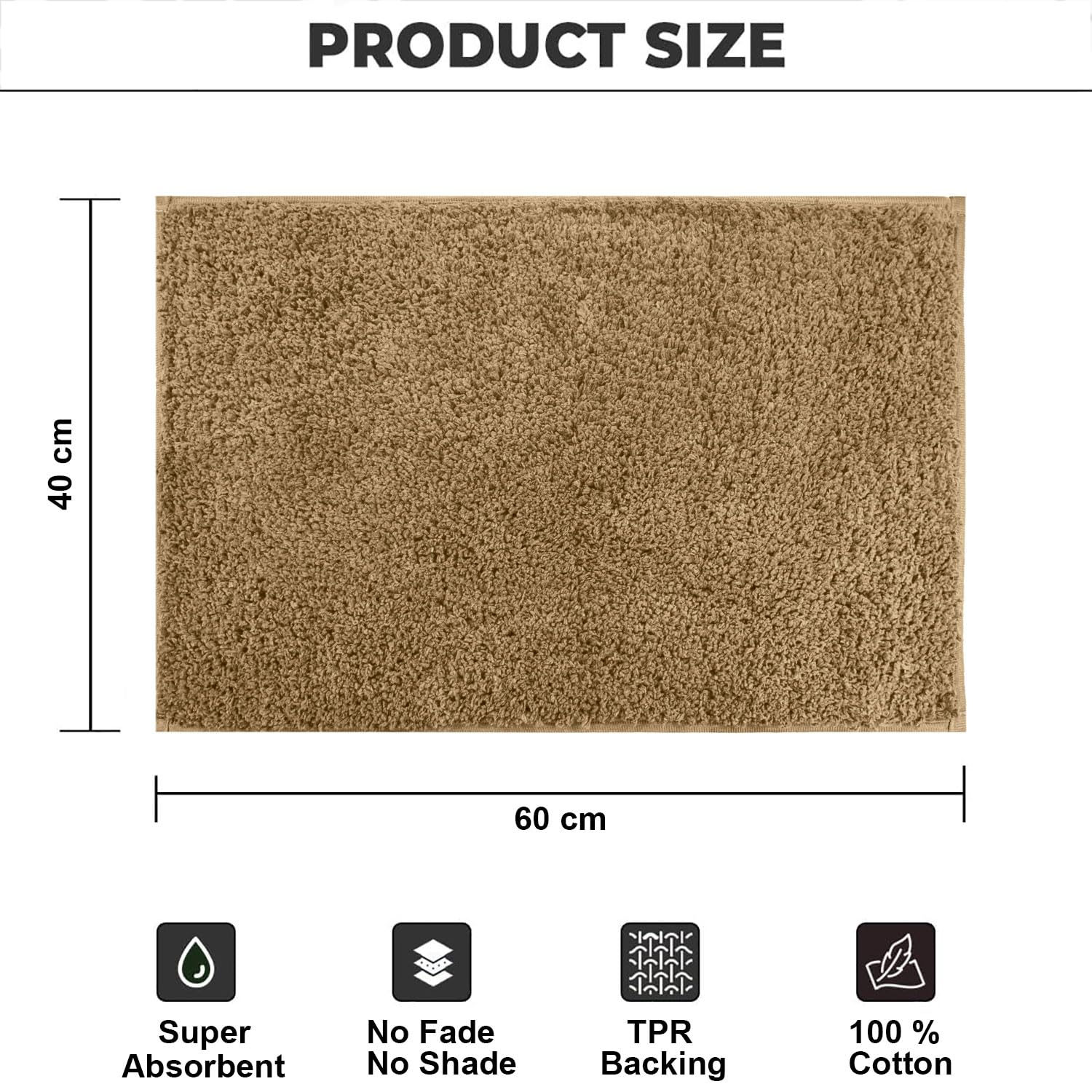 Colosseum Bath Mat 100% Cotton (40x60 cm,Chocolate)