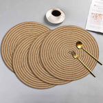 Natural Jute Placemat for Dining Table Set of 4 (Beige, 15x15 Inch)