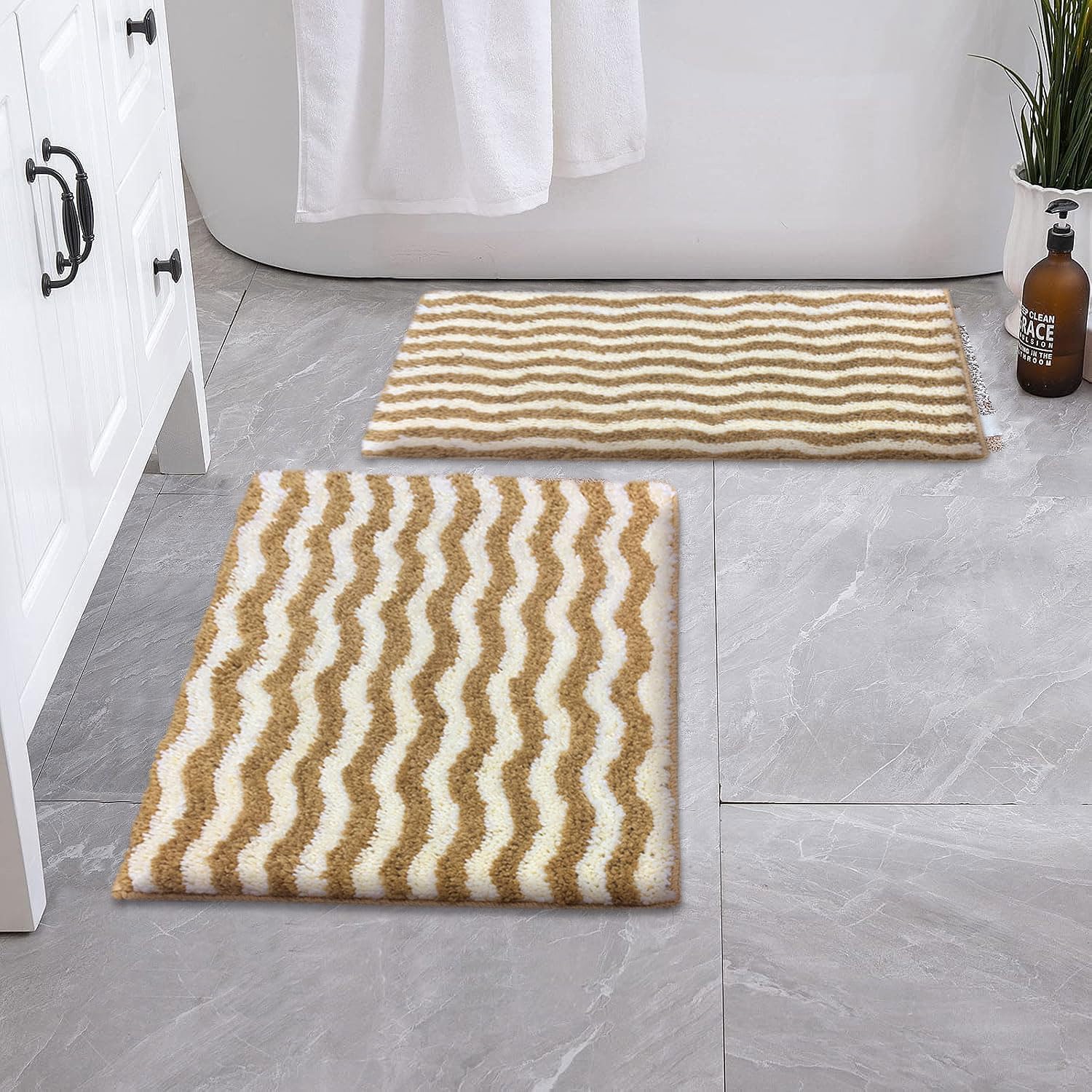 Berlin Bath Mat Super Sof Mat Pack of 2(38x58 cm ,Tabacco)