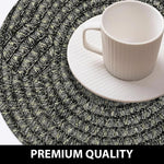 Round Table Placemats for Dining Table Set of 6(Black)