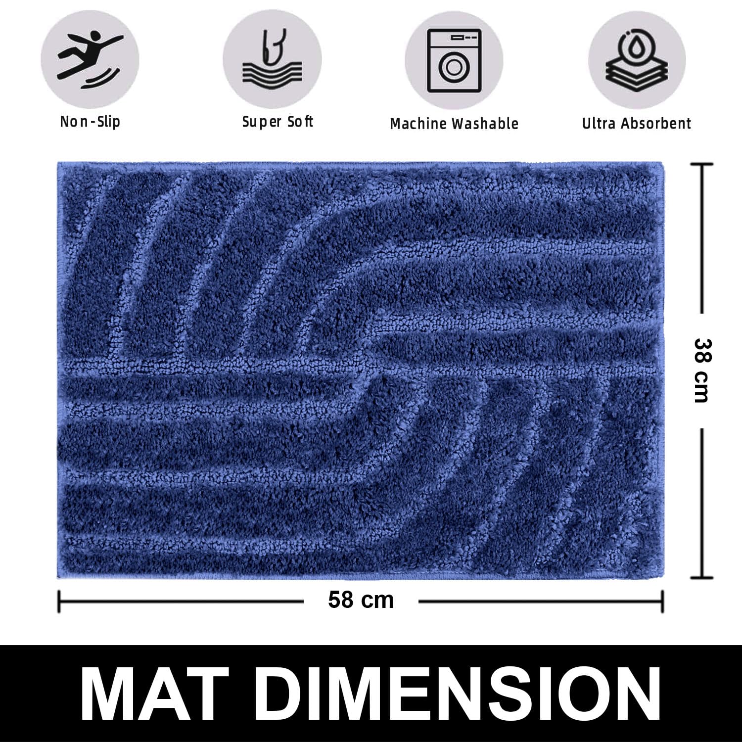 Scotland Maze Cut Bathmat Mat Pack Of 2 (38x58 cm , Navy)