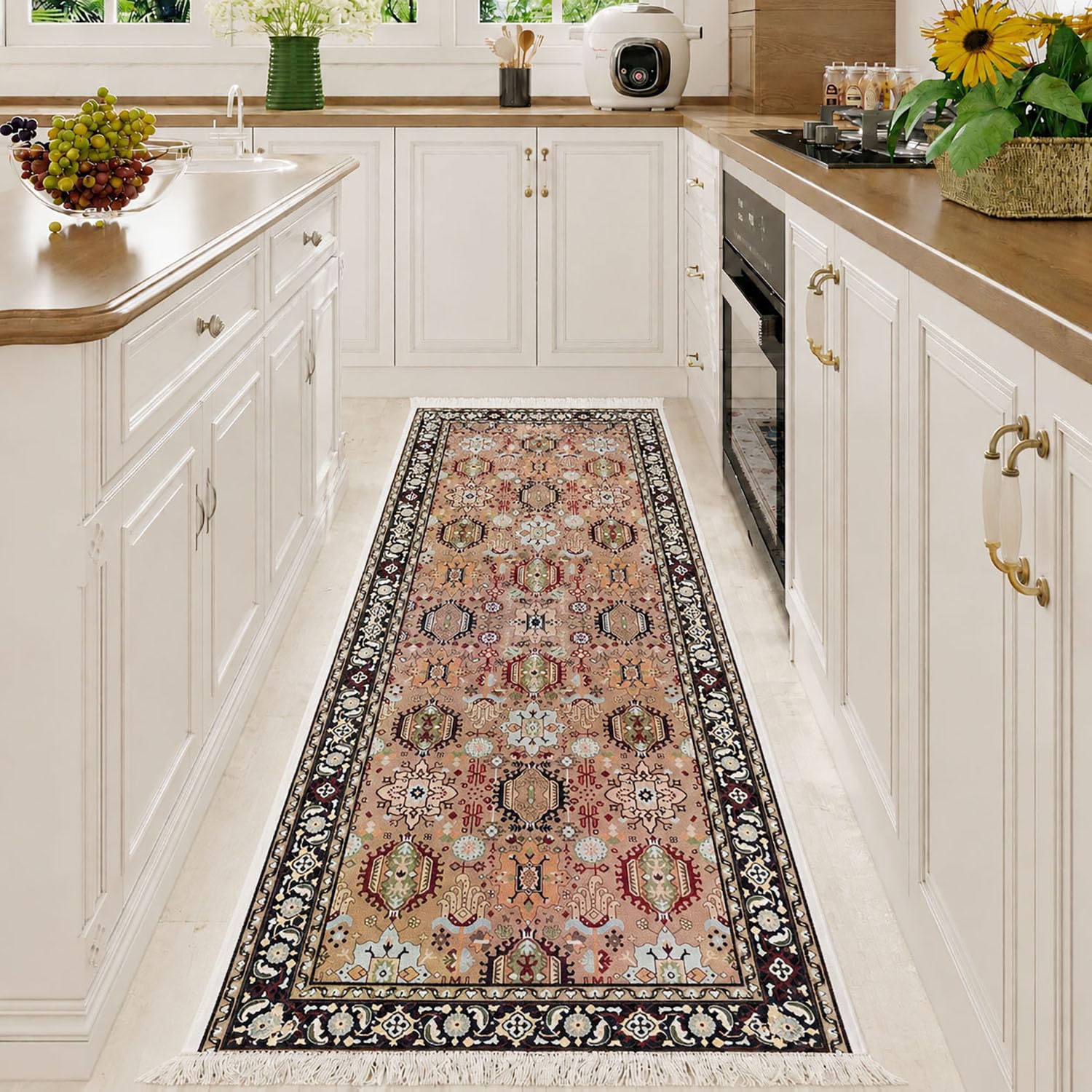 Polyester Floor Runner Persian Regal Pattern Multi Color 150x56cm