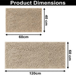 Chenille Super Absorbent Bath Mats  Pack of 2 (40x60cm 60x120cm Beige)
