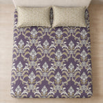 Double Bedsheet with 2 Pillow Covers 220 TC 100% Cotton Feel ( King Size Purple 90x100inch )
