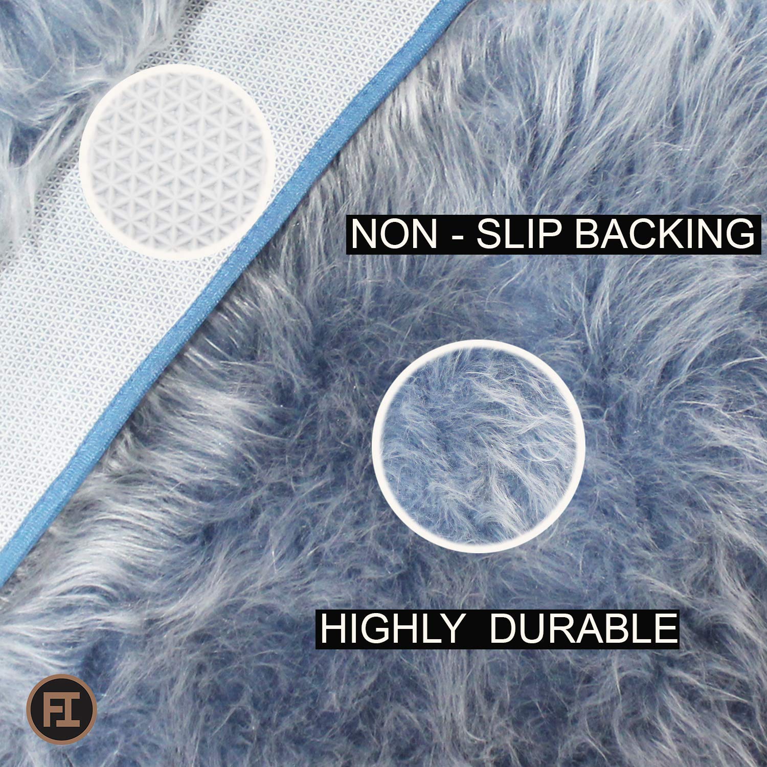 Faux Furr Bath mat Bathroom (Blue, 40x60 cm)