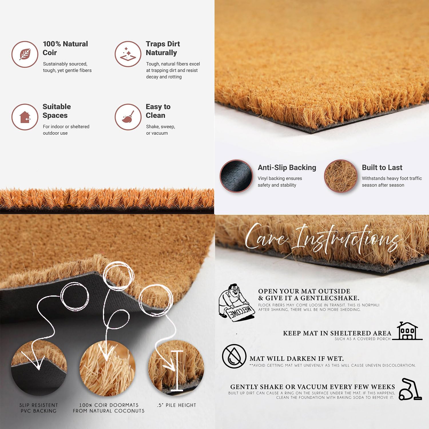 Coir Doormat for Home Entrance (Welcome to Our Home Design ,71x45 cm)