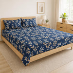 Queen Size Double Bedsheet With 2 Pillow Covers Lines Pattern 90x90 Inch