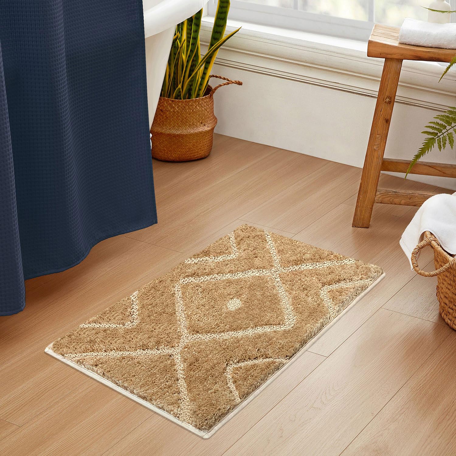Bath Mat Classic Diamond Microfiber 2200 GSM (40x60 cm, Gold )