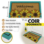Coir Doormat for Home Entrance (Welcome Floral Print Design ,71x45 cm)