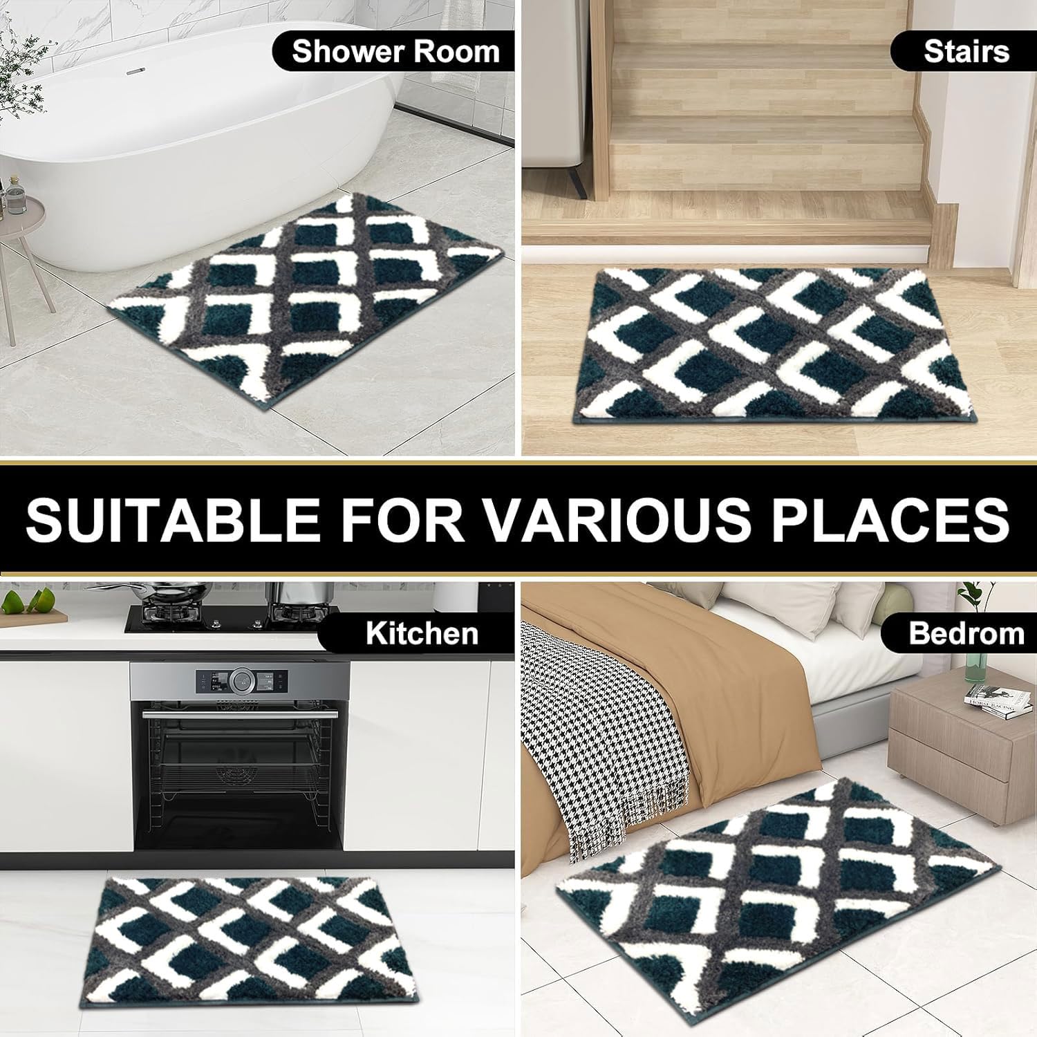 Macau Square Bath Mat (40x60 cm,Green)