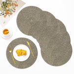 LUXE HOME INTERNATIONAL PVC Vinyl Metallic Table Round Placemats for Dining Table Gold, Heat Resistant & Waterproof | Easy to Clean Decorative Dining Mats - (Set of 6) STP001-JPE