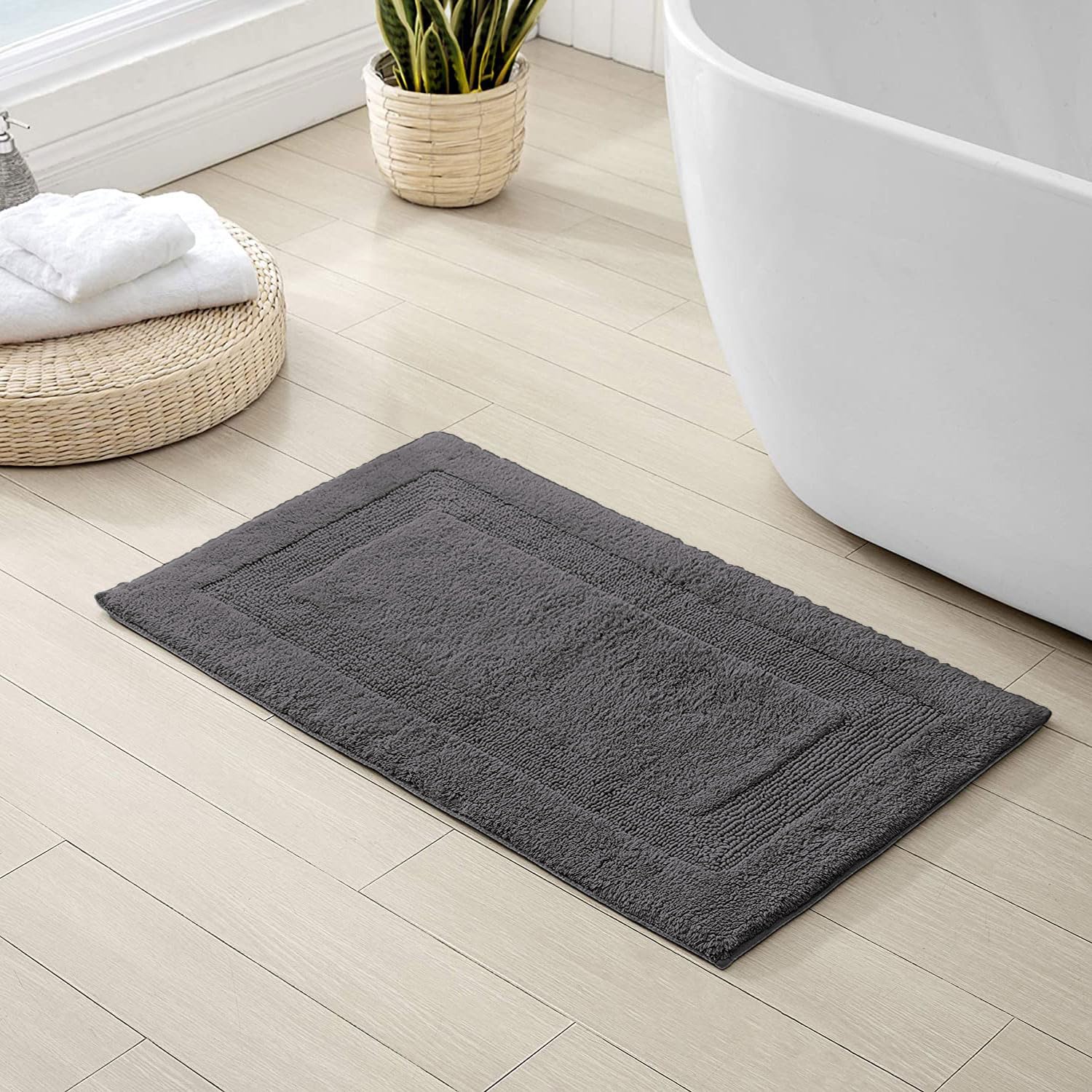 Paris Reversible Bath Mat 100% Cotton (Silver, 40x60 cm)