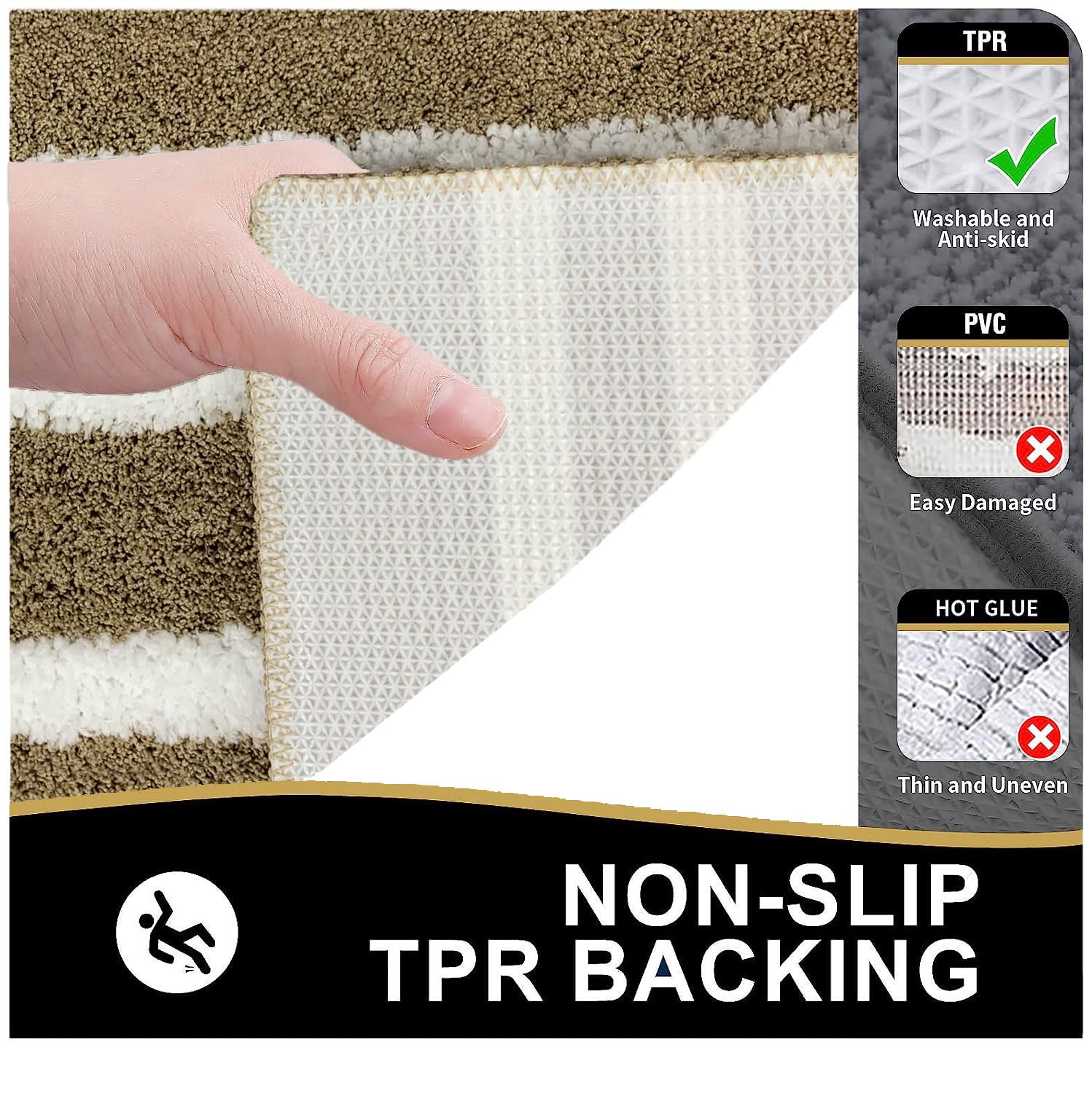 Florida Bath Mat 2200 GSM Pack of 2 (38x58 cm ,Anti Gold)
