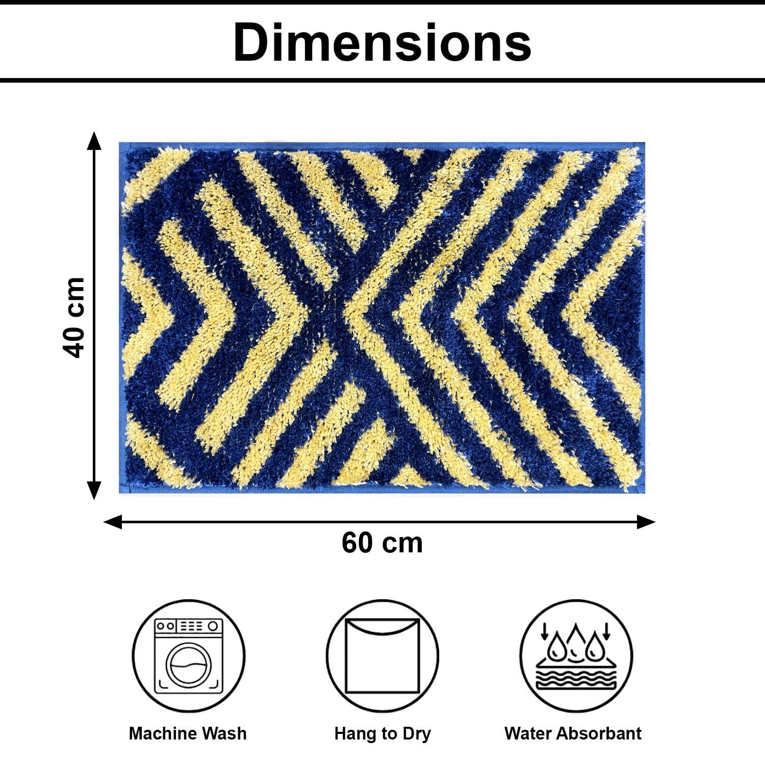 Kyoto Maze Bath Mat Bathroom (40x60 cm, Navy)