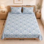 King Size Double Bedsheet with 2 Pillow Covers Premium  Block Floral Printed 108x108 inch