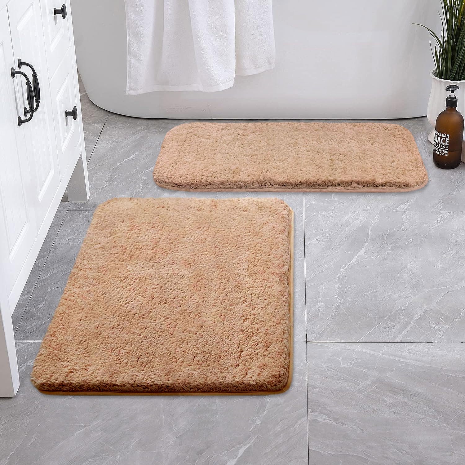 Vegas Microfiber Bath Mat (40x60 cm, Rust) Pack of 2