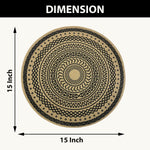 LUXE HOME INTERNATIONAL PVC Vinyl Metallic Table Round Placemats for Dining Table Mandala Black, Heat Resistant & Waterproof | Easy to Clean Decorative Dining Mats - (Set of 4) STSWY0077