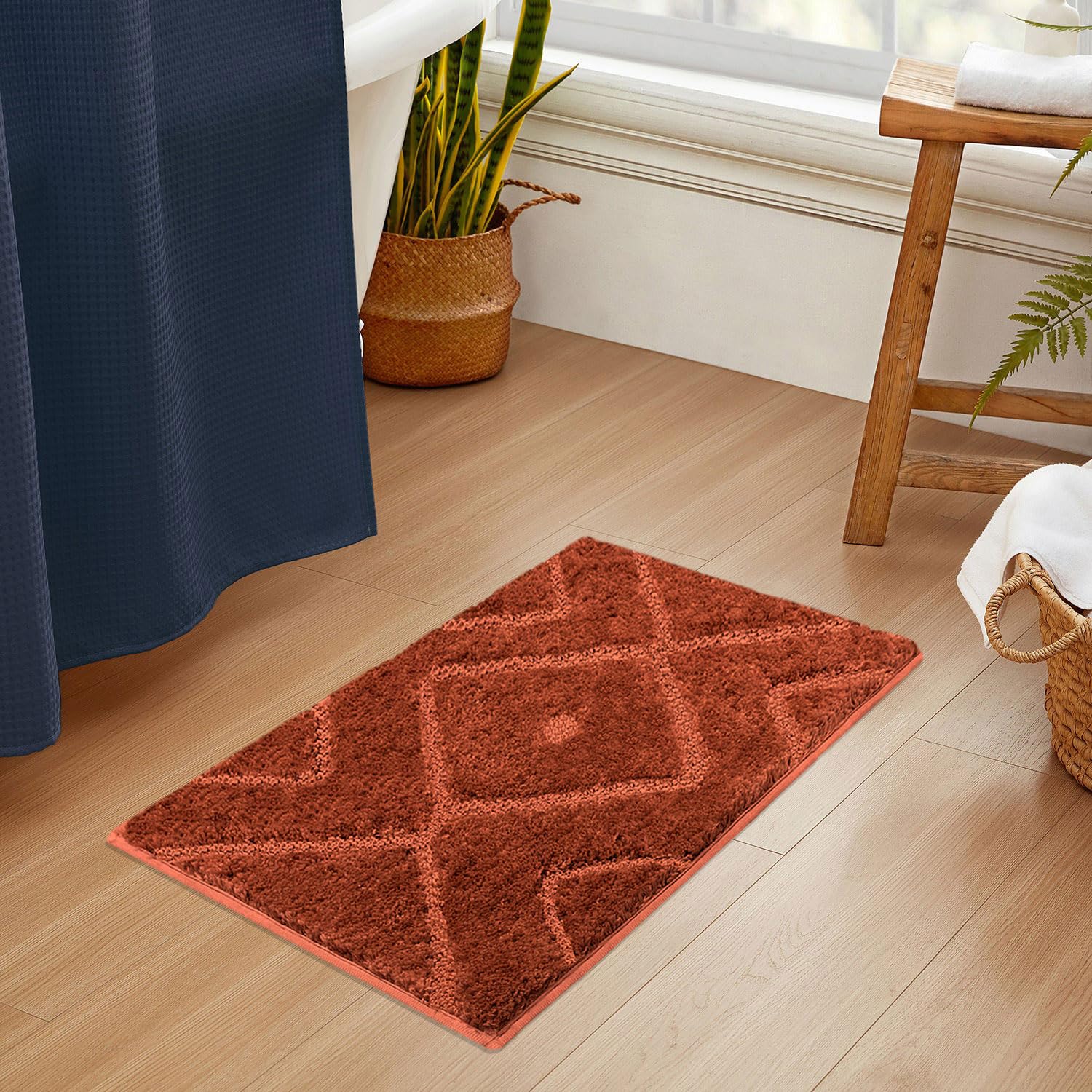 Bath Mat Classic Diamond Microfiber 2200 GSM (40x60 cm, Rust)