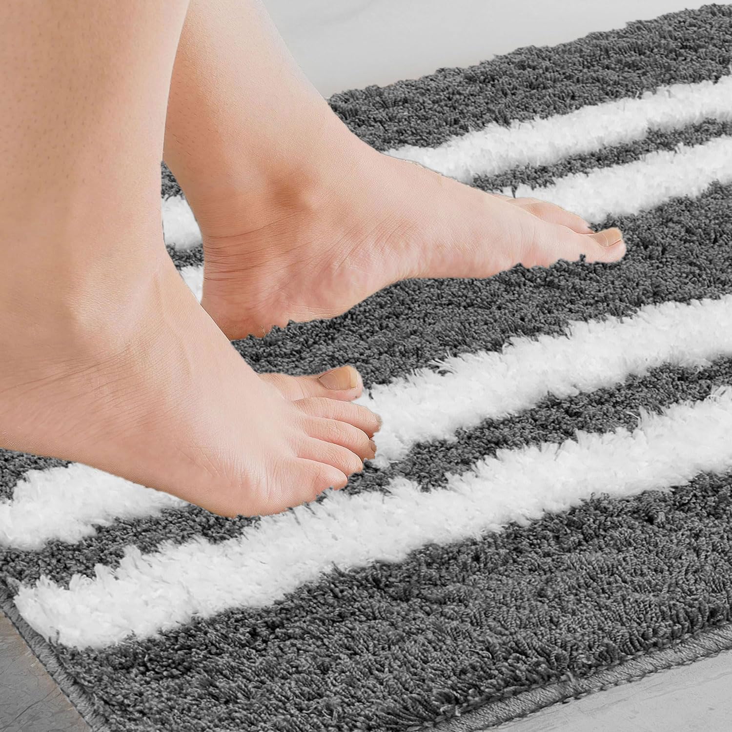Florida Bath Mat 2200 GSM Pack of 2 (38x58 cm ,Grey)