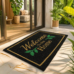 LUXE HOME INTERNATIONAL 100% Natural Coir Doormat for Home Entrance – Anti Skid with Rubber Backing Durable & Eco-Friendly Door Mat Coir Mat Indoor & Outdoor with Welcome to Our Home Print (71x45 cm)