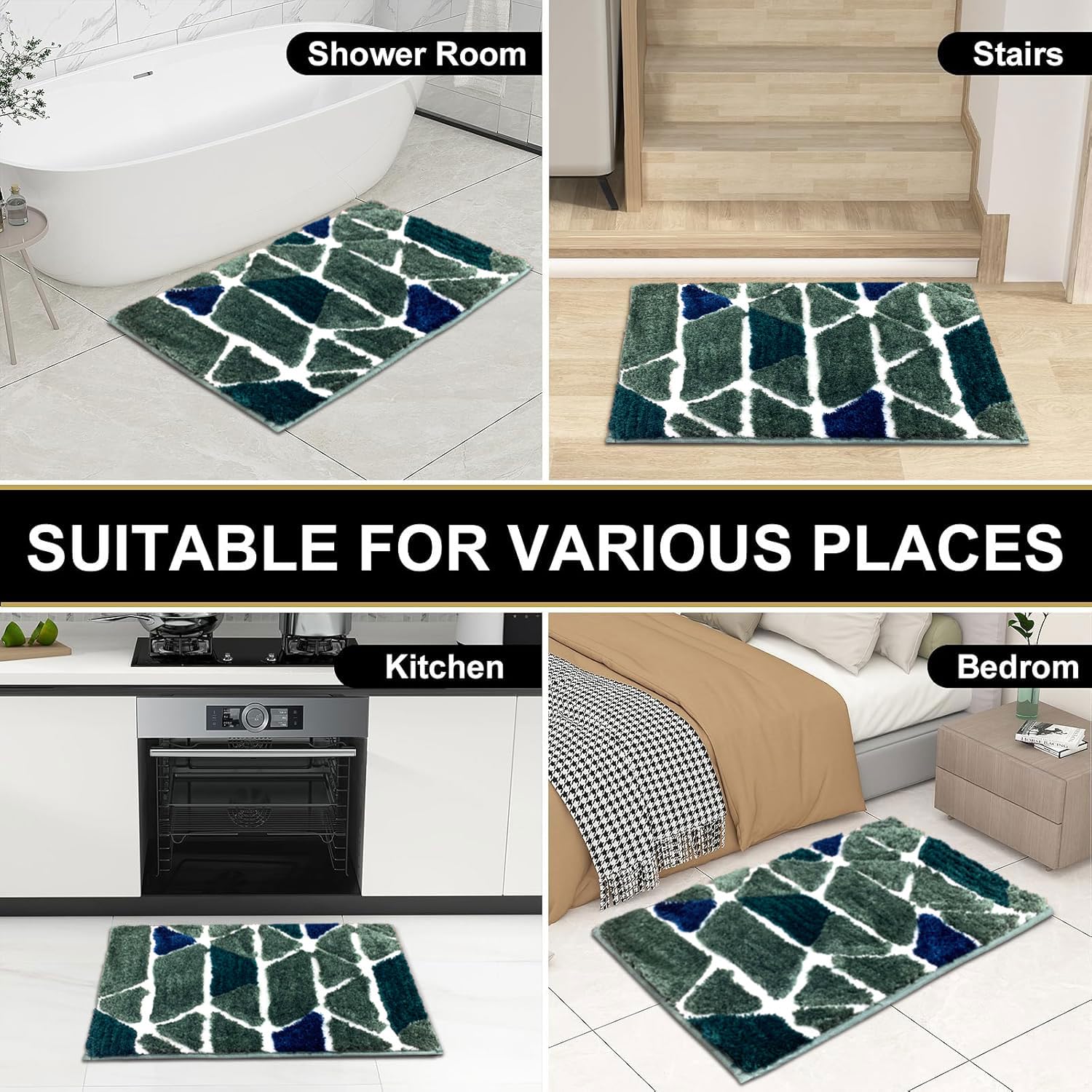 Macau Trangle Bath Mat (40x60 cm,Green)