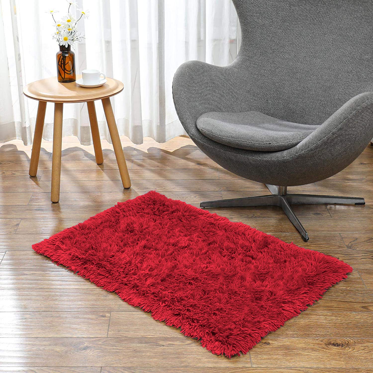 Marino Bath mat 2000 GSM Rebbit Fur  (45x75 cm, Maroon)