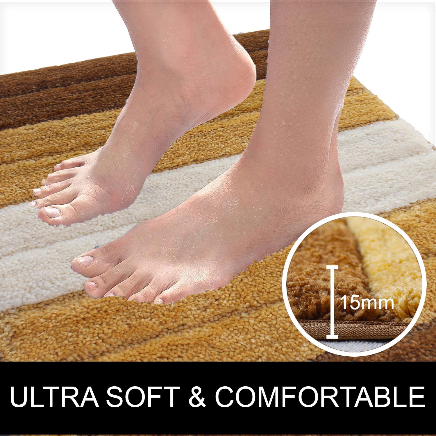 Luxury Bath Mat for Bathroom Pack of 2 (40X60 Cm Tabacco)