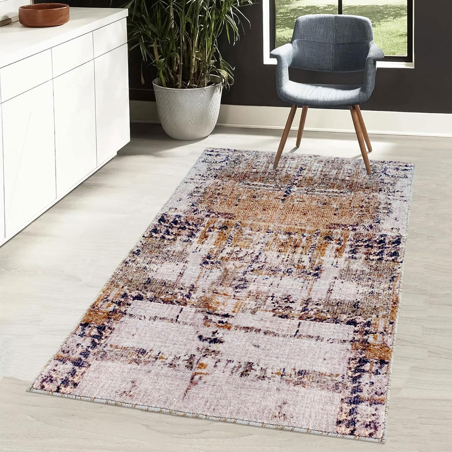 Antalia Nylon Non-Slip Carpet with Latex Backing (3x5 Feet, Yellow)