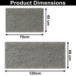 Chenille Microfiber Bath Mats Pack of 2 (45x75cm 60x120cm Grey)