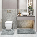 Polyester Contour Bath Mat Set (Silver , 45x 75 cm & 40x45)
