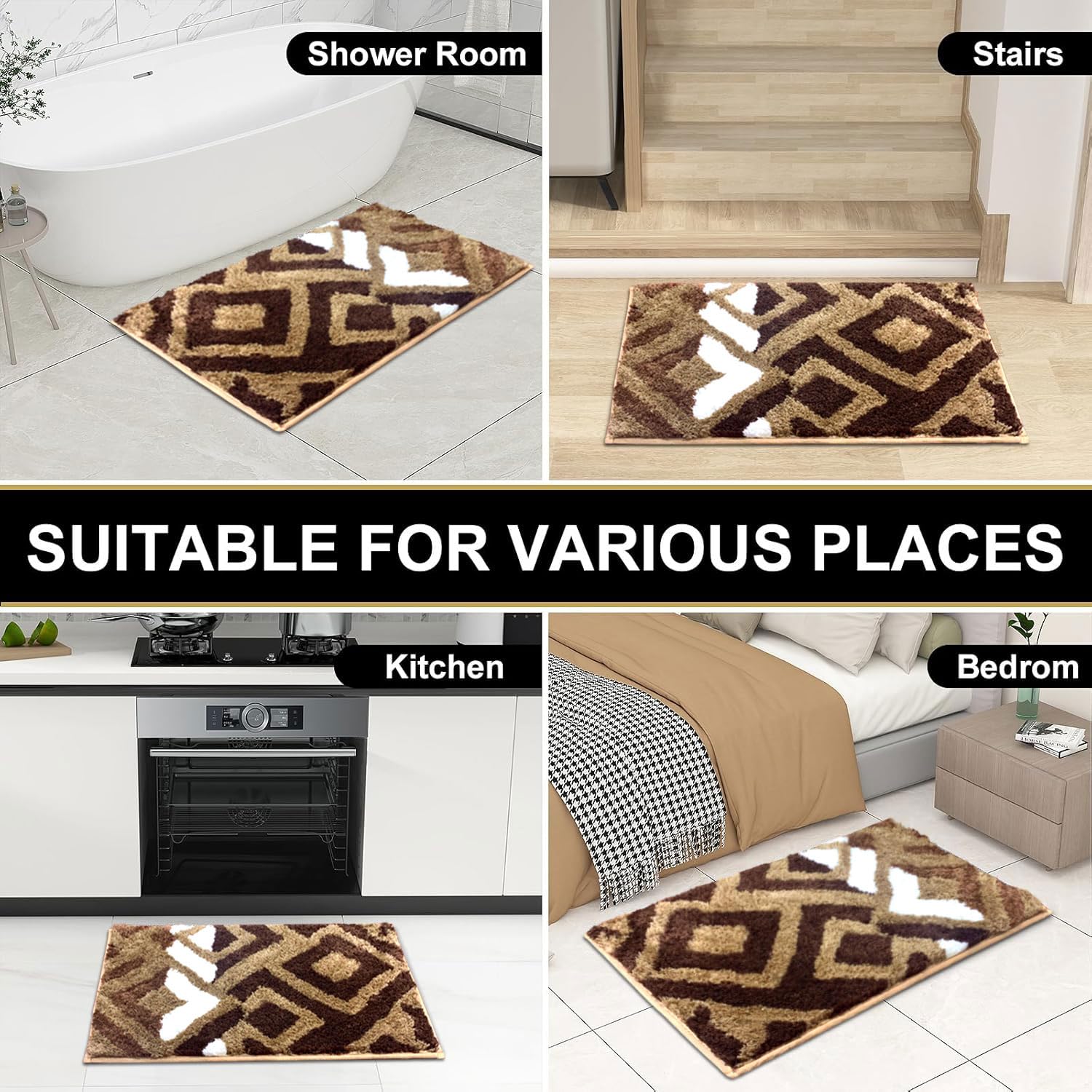 Macau Diamond Bath Mat (40x60 cm,Chocolate)