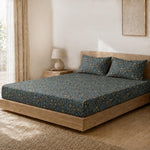 Double Bedsheet with 2 Pillow Covers Premium 240 TC 100% Cotton Feel King Size (108x108 inch , Blue )
