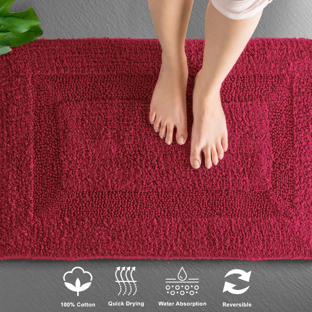 Paris Bath Mat Cotton Super Soft (Maroon, 40 Cm x 60 Cm)