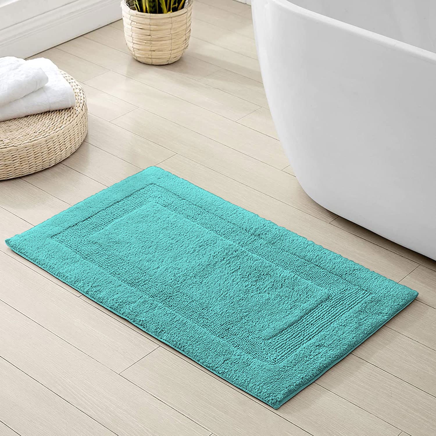 Paris Reversible Bath Mat 100% Cotton (Aqua, 40x60 cm)