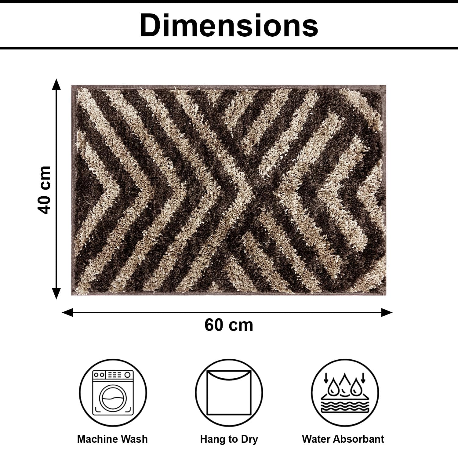 Kyoto Maze Bath Mat Bathroom (40x60 cm, Taupe)
