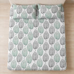 Double Bedsheet with 2 Pillow Covers 220 TC 100% Cotton Feel ( King Size Teal&Grey 90x100inch )