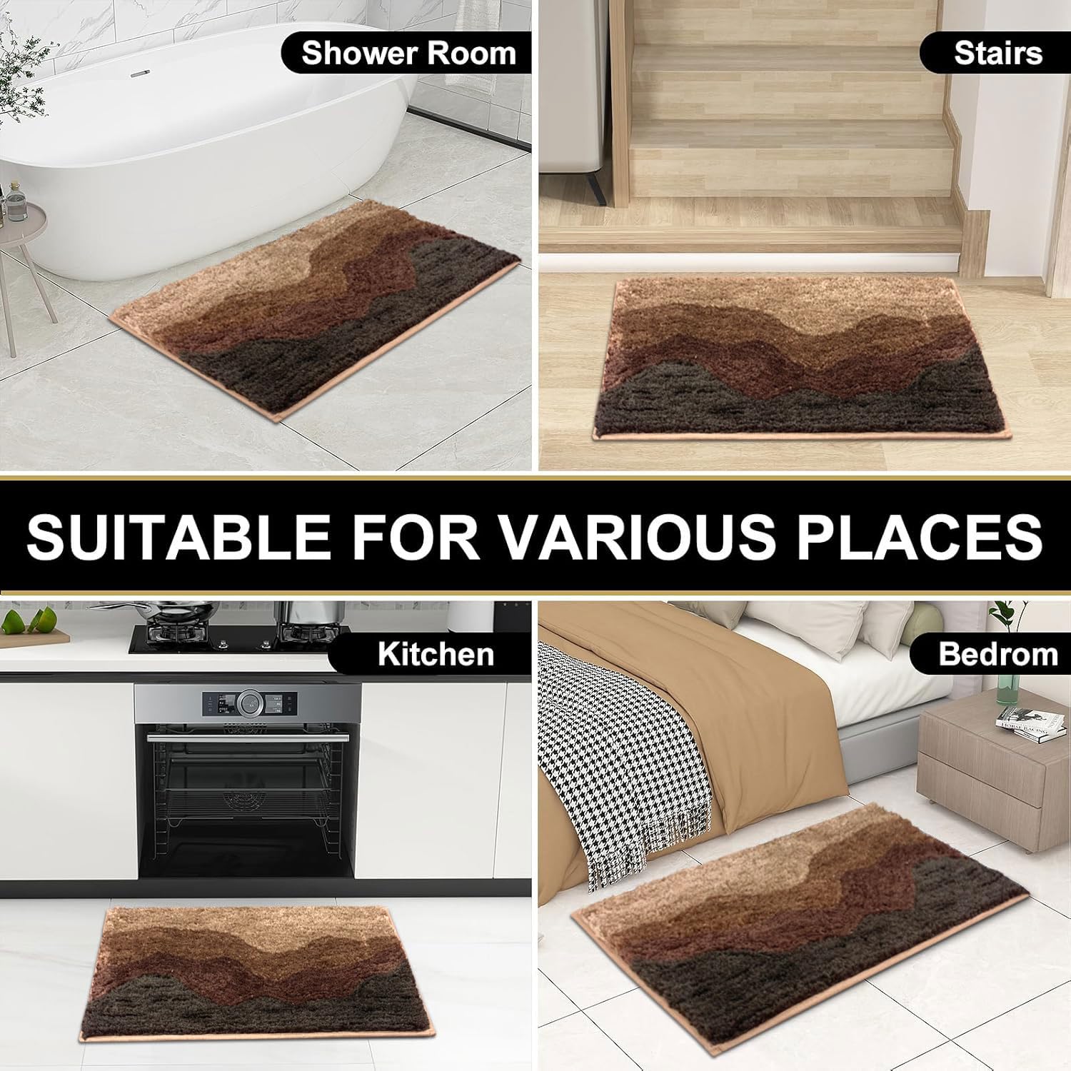 Macau Waves Bath Mat (40x60 cm,Coffee)