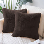 Cushion Cover Duble Side Rabbit Fur Set of 2(16 x 16 inch ,Chocolate)