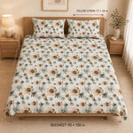 Double Bedsheet with 2 Pillow Covers 220 TC 100% Cotton Feel ( King Size Peach 90x100 inch )