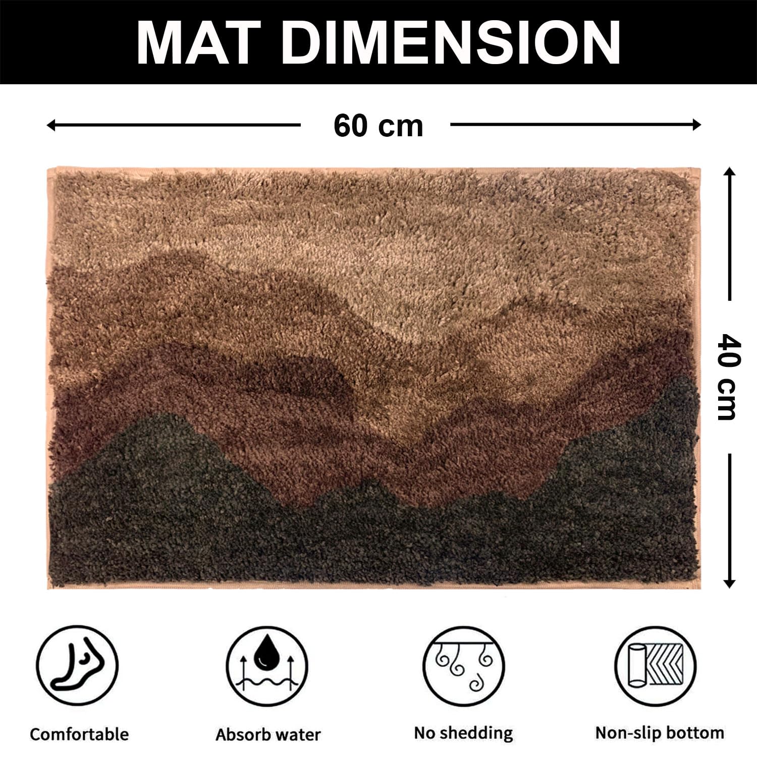 Macau Waves Bath Mat (40x60 cm,Coffee)