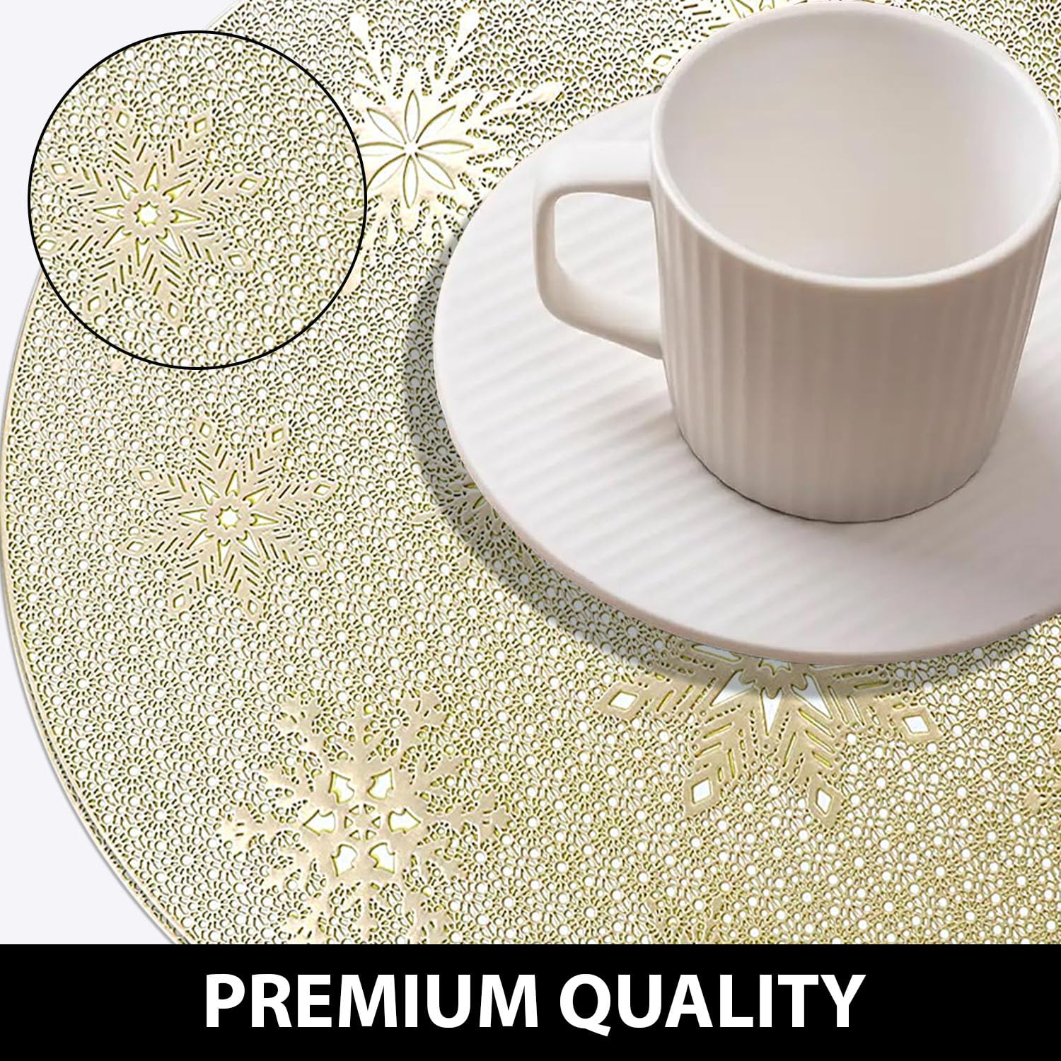 Round Table Placemats for Dining Table Set Of 2 (Gold)