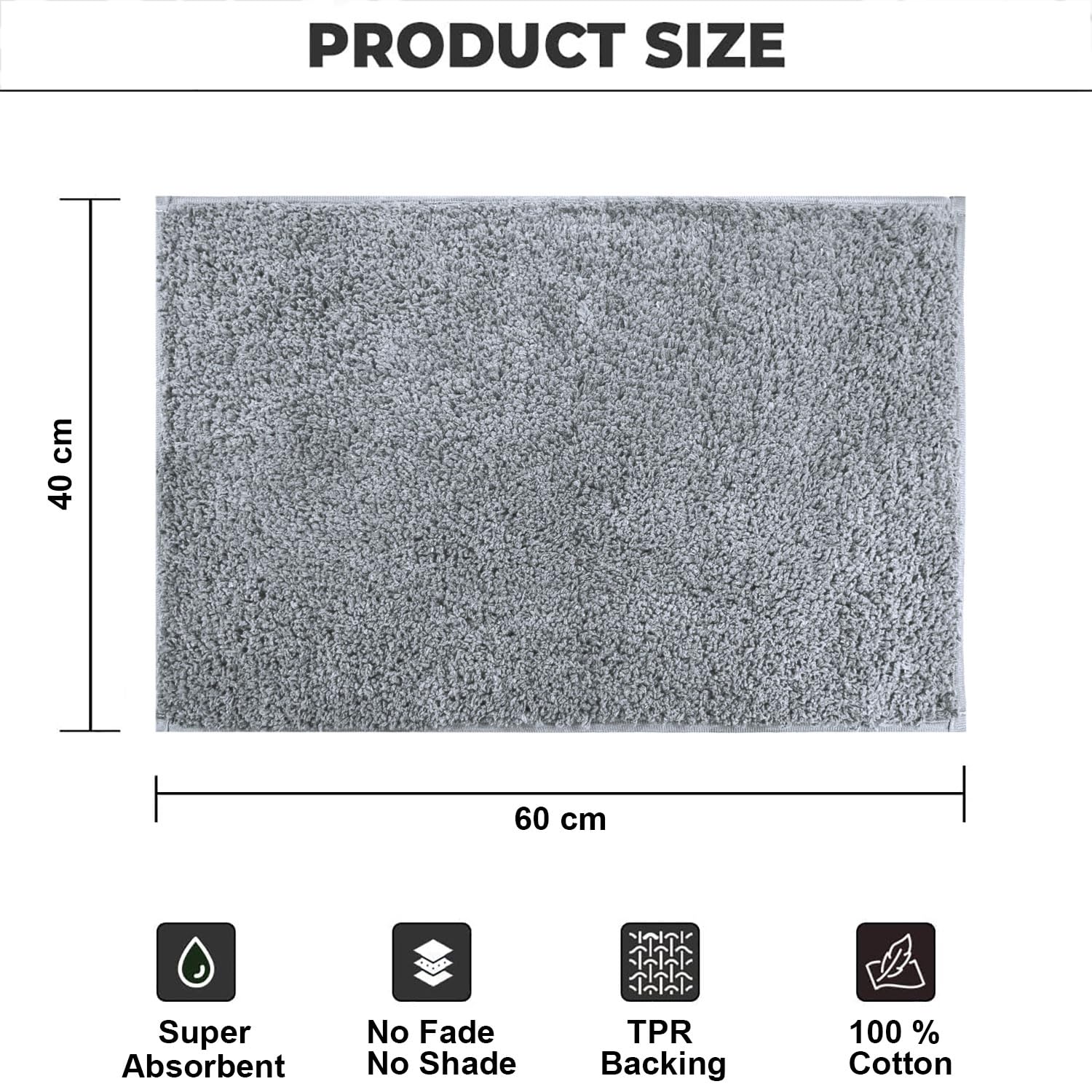 Colosseum Bath Mat 100% Cotton (40x60 cm,Silver)