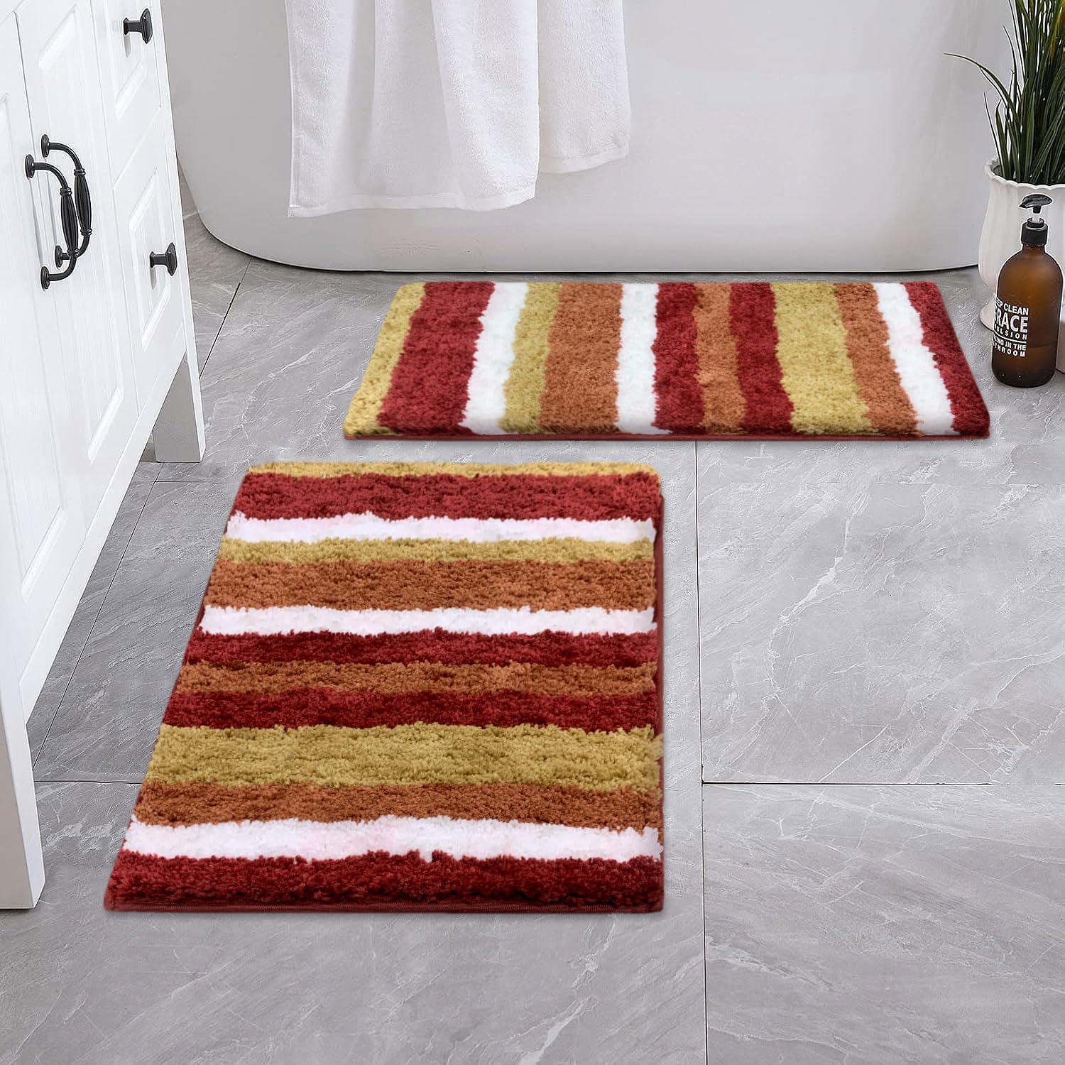 Italia Combo Door Mats for Home Pack of 2 (40x60 cm, cinnamon)